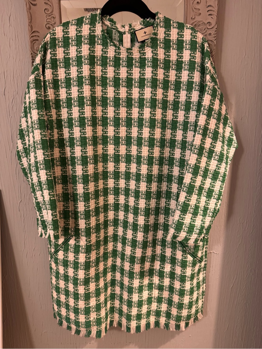 Tuckernuck Green and White Tweed Dress